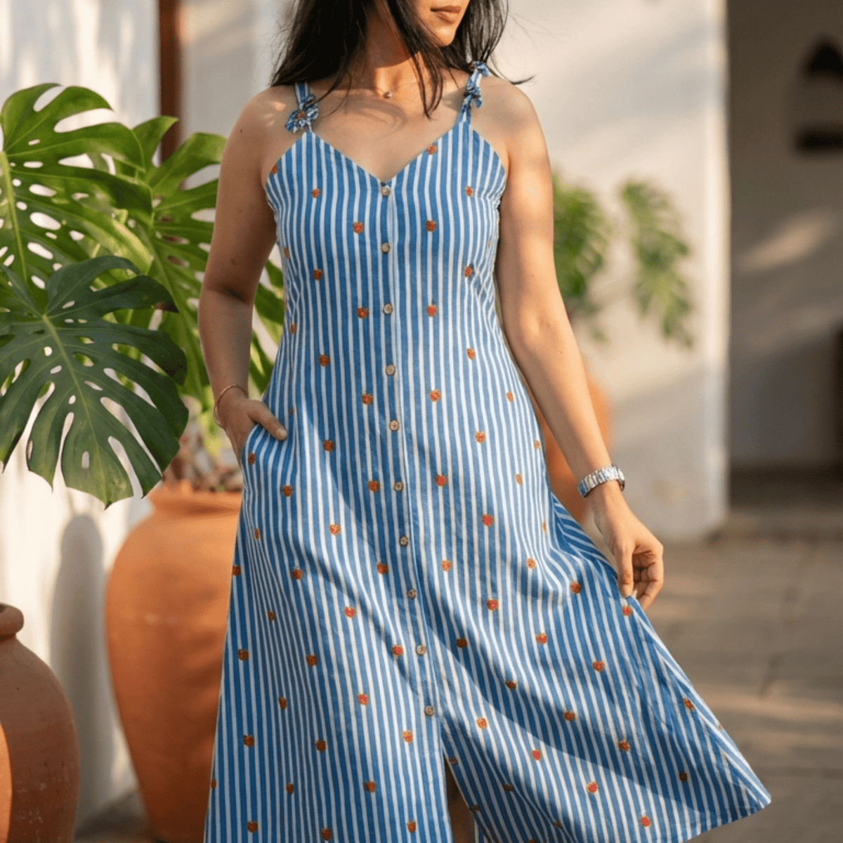 hello lovely striped midi dress Heartbeat Haven – Cotton Striped Midi with Heart Prints